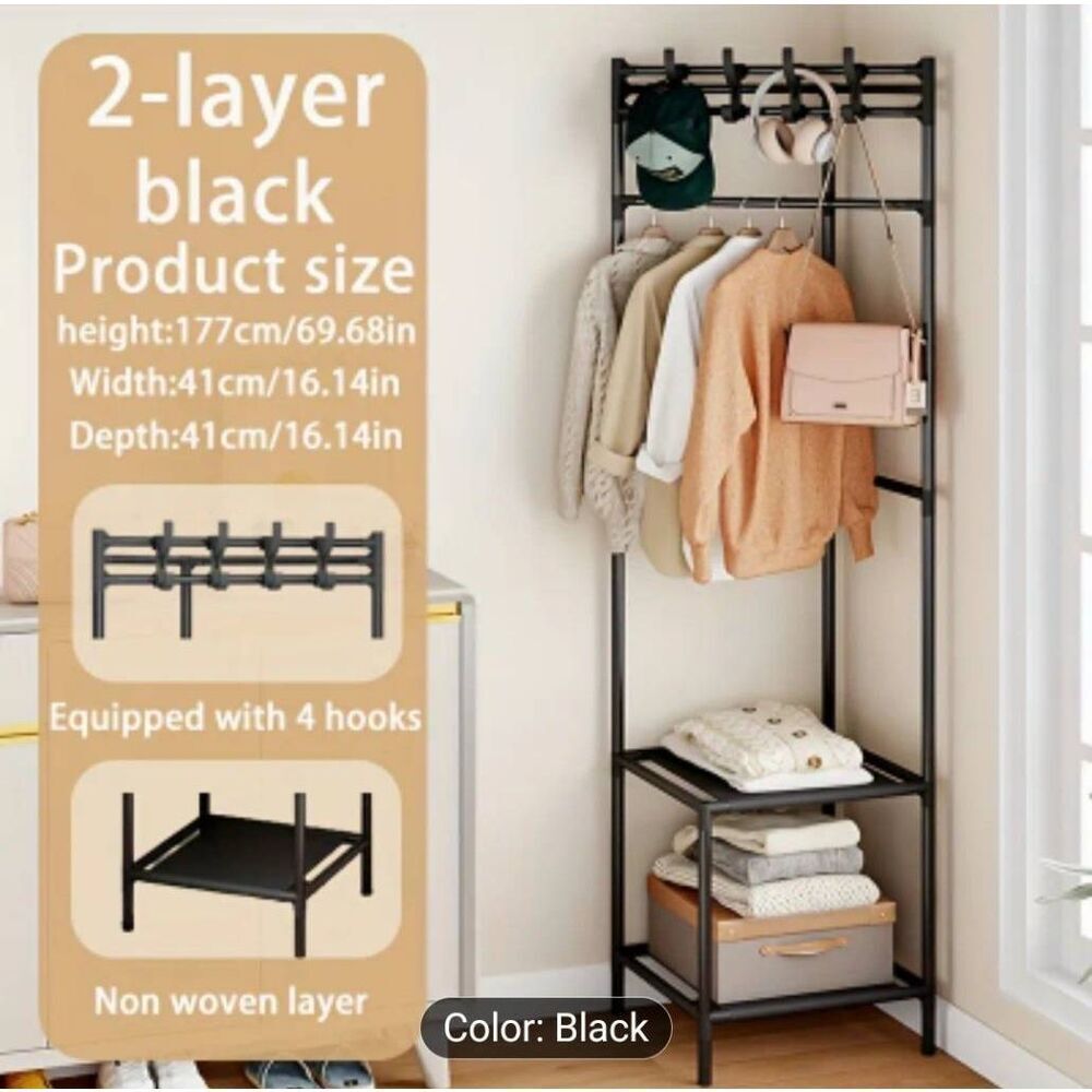 Layered Metal multifunctional Garment hat coat shoe and accessories Rack w hooks